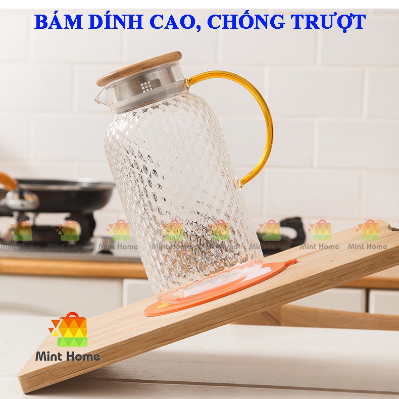 Miếng lót ly silicon hoạt hình dễ thương cute đáng yêu đế lót nồi cách nhiệt chống trượt, chống thấm bàn ăn