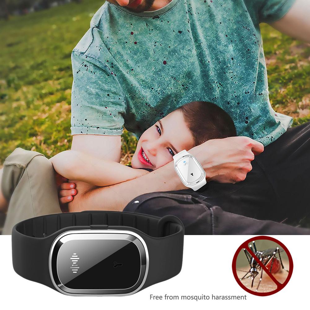 Vòng đeo tay chống muỗi không độc hại thân thiện với môi cho trẻ em USB Sạc cắm trại Đồng hồ đeo tay siêu âm thông minh