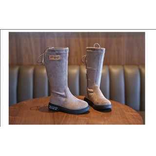 GIẦY BOOT CHO BÉ GÁI CHẤT LIỆU NHUNG CAO CỔ MÀU NÂU