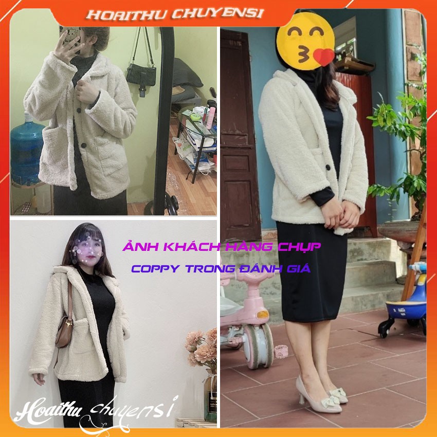 Bộ áo khoác lông cừu nữ + váy len tăm thời trang | BigBuy360 - bigbuy360.vn