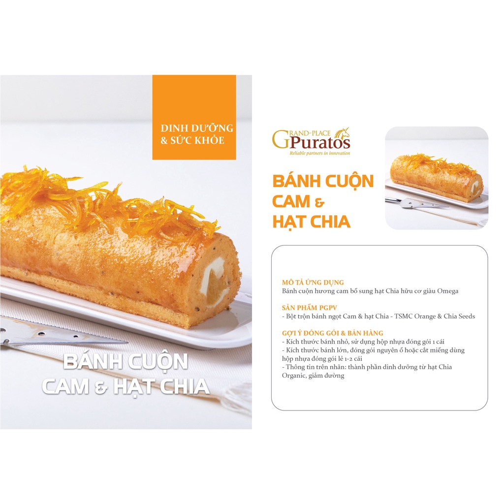 Bột Trộn Sẵn Làm Bánh Tegral Satin Moist Cake Orange &amp; Chia Seeds Puratos Grand-Place VN-1Kg