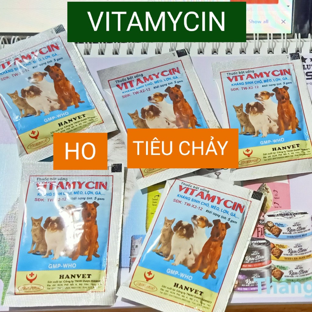 ( Combo 5 Gói ) Vita _Mycin - Viêm Phổi ,Tiêu Chảy Cho Chó Mèo