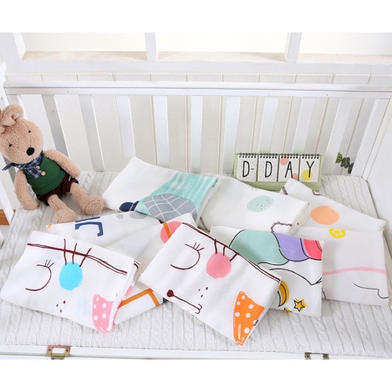 Chăn cho bé, Chăn Lụa Cotton Aden Siêu Mềm Mát kích thướt 110 * 110 cm