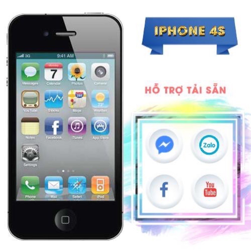 ĐIỆN THOẠI IPHONE 4  QUỐC TẾ (TẶNG CÁP SẠC)