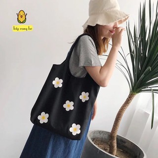 TÚI VẢI ĐEO VAI ULZZANG HÌNH BÔNG HOA CÚC - TÚI TOTE - VẢI DỆT CANVAS