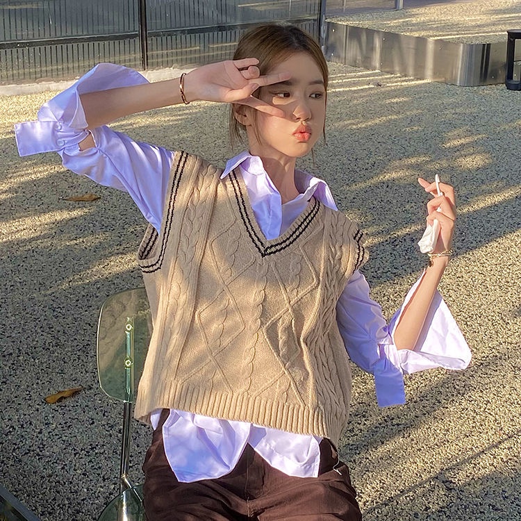 Áo len không tay cổ chữ v thiết kế mới thời trang dành cho nữ