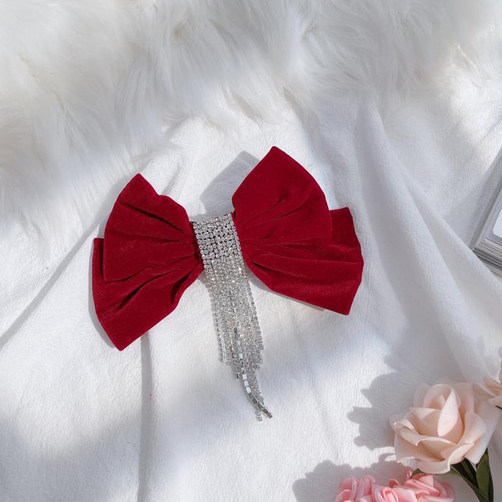 Kẹp Tóc Đuôi Ngựa Hình Nơ Lấp Lánh Ngọt Ngào Cho Nữ Giá Đỡ|Kẹp Tóc Vải Nhung Thời Trang Nữ Tính