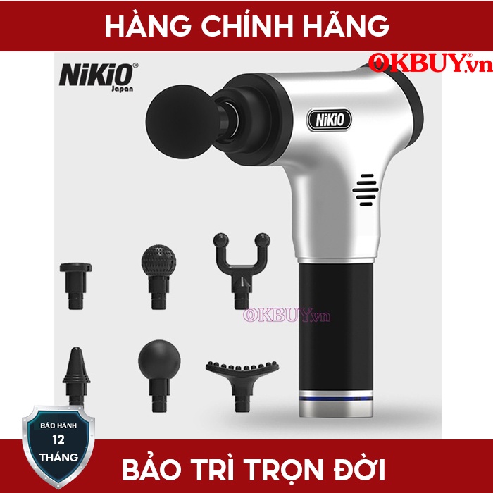 Súng mát xa cầm tay Nhật Bản Nikio NK-171 - Màu bạc, trị đau nhức mỏi căng cơ