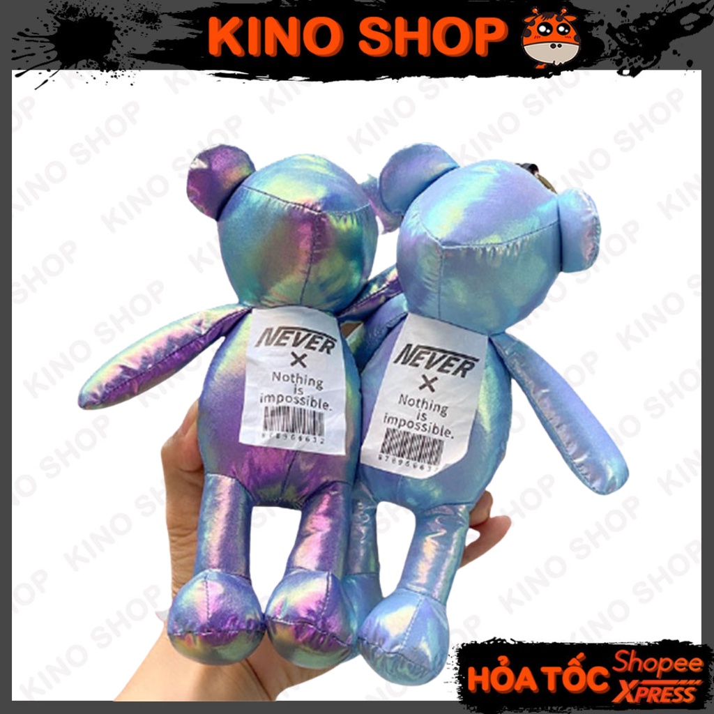 Móc khoá gấu bông da hologram phong cách unisex cá tính độc đáo treo balo túi xách cao cấp KinoShop