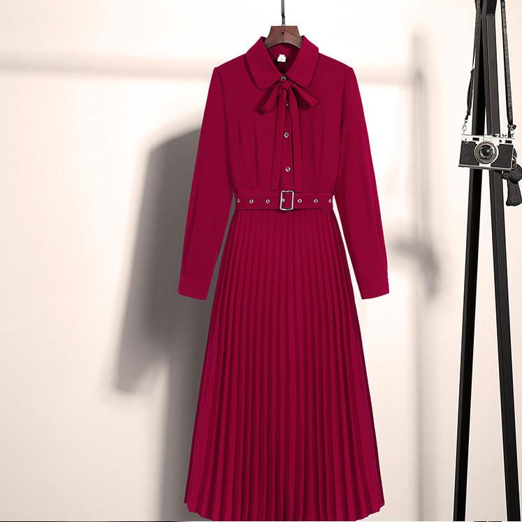 Đầm Xếp Ly Dài Tay Chuyên Nghiệp Thời Trang Xuân Thu 2022 Mới