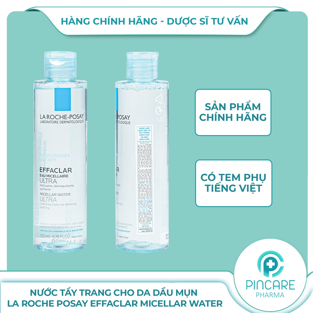 Nước tẩy trang cho da dầu mụn La Roche Posay Effaclar Micellar Water - Hàng chính hãng - Nhà thuốc PinCare