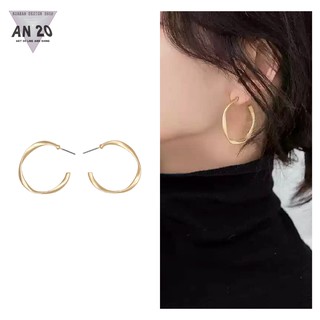 Đôi bông tai S925 bạc Nhật Hàn đơn giản bông tai xoắn kim loại