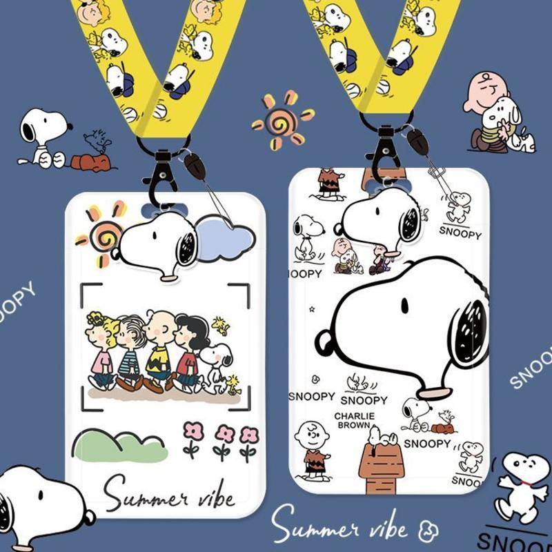 ⭐ iLado ⭐ Thẻ dây đeo thẻ sinh dễ thương SNOOPY móc khóa bọc căn cước thẻ hoc thẻ đi làm viên Vỏ bảo vệ bao đựng thẻ học sinh phù hiệu học sinh dây đeo bảng tên dây đeo bảng tên đồ dùng học sinh