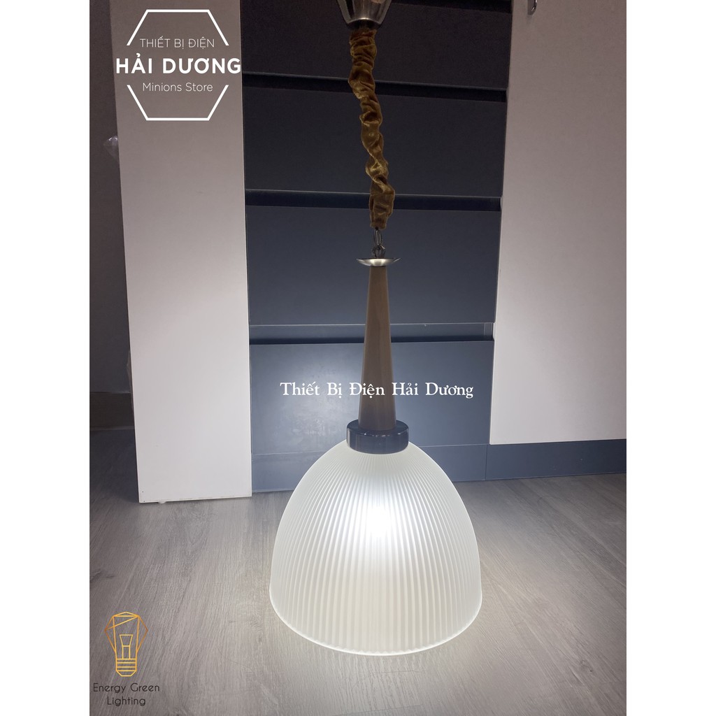 Đèn thả trần decor cao cấp chao thuỷ tinh đui gỗ phong cách tân cổ điển HY-08L+Tặng kèm bóng led 3w