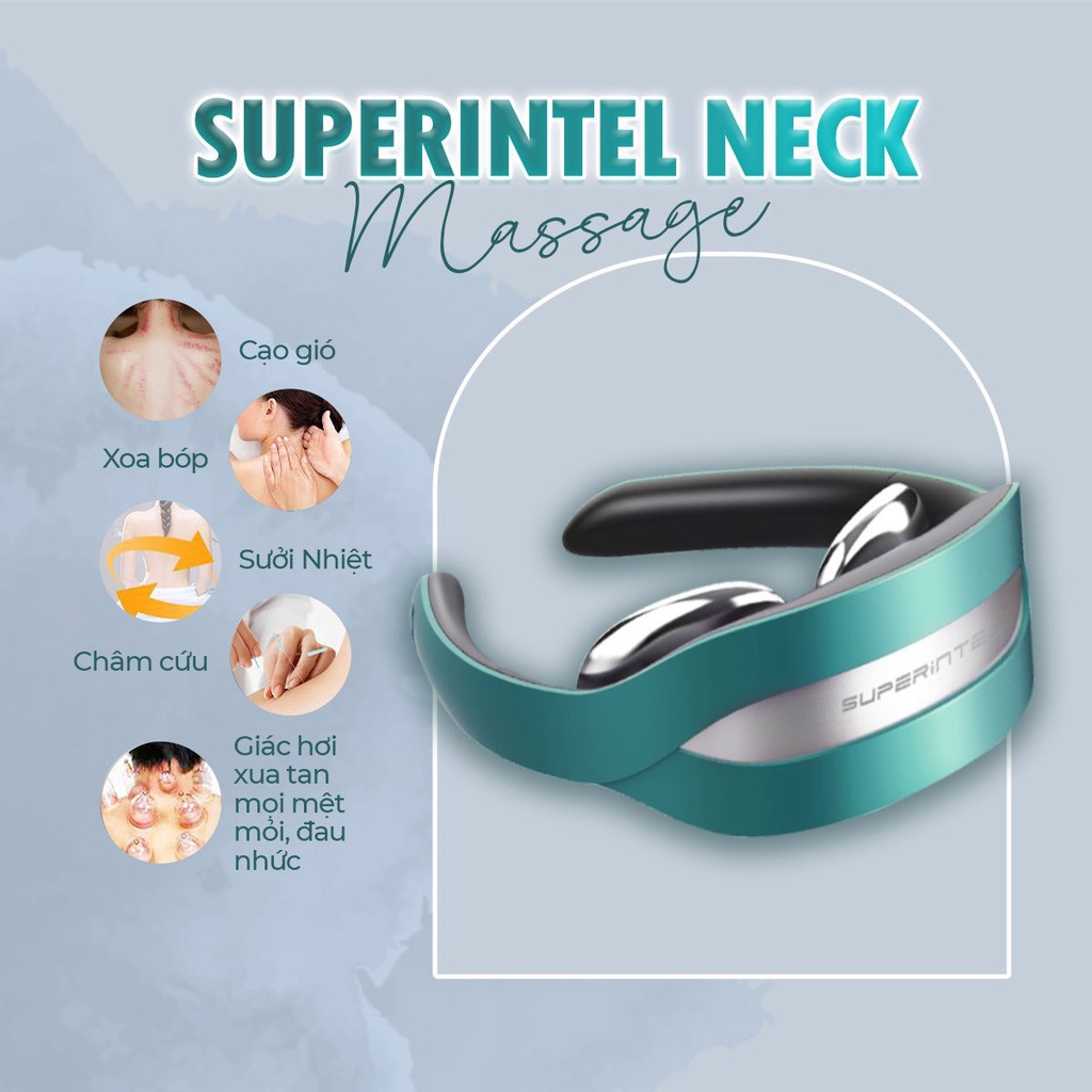 [Mã 55FMCGSALE giảm 8% đơn 500K] Máy massage cổ SUPERINTEL 3 chế độ Hàn Quốc xoa dịu cơn đau cổ vai gáy hiệu quả