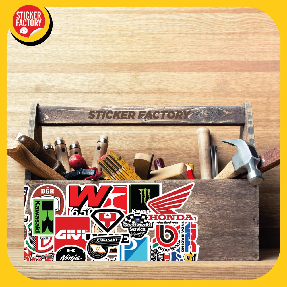 Logo Racing - hộp set 100 sticker decal hình dán nón bảo hiểm , laptop, xe máy, ô tô - STICKER FACTORY