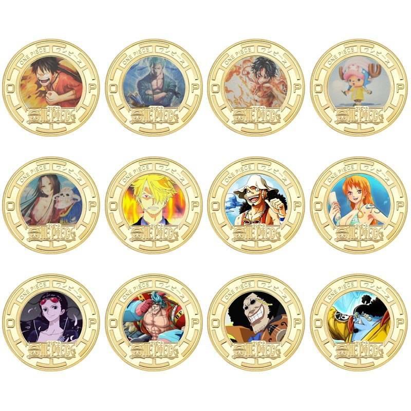 Đồng xu kỷ niệm hình nhân vật Luffy Zoro hoạt hình One Piece đường kính 4cm độc đáo