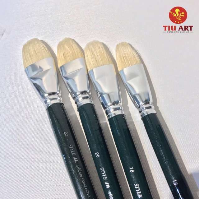 Bộ 4 Bút Lông Lợn Size To Chuyên Dụng Tranh Tường/Acrylic/Sơn Dầu