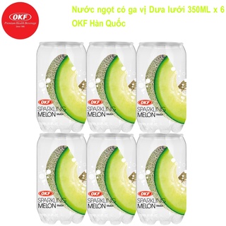 Nước ngọt có ga vị dưa lưới 350ml x 6 chai okf hàn quốc