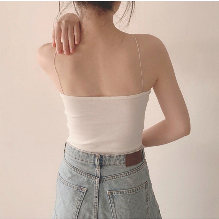 Áo 2 Dây Sợi Bún Mút Đệm Mỏng Dáng Ôm Kiểu Croptop Sexy DOLOTDAY