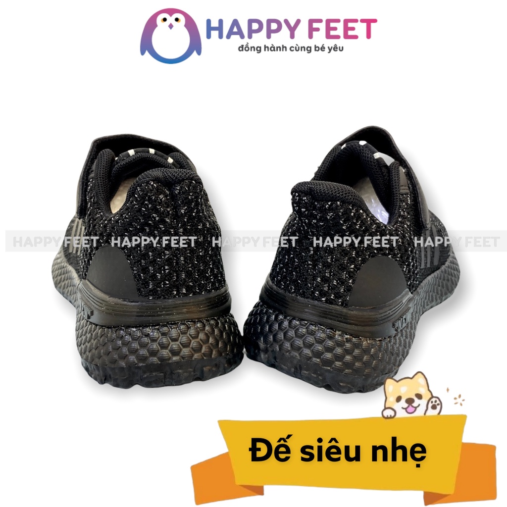 Giầy đen đồng phục, giày thể thao đen Happy Feet cho bé trai bé gái đi học -No 8857