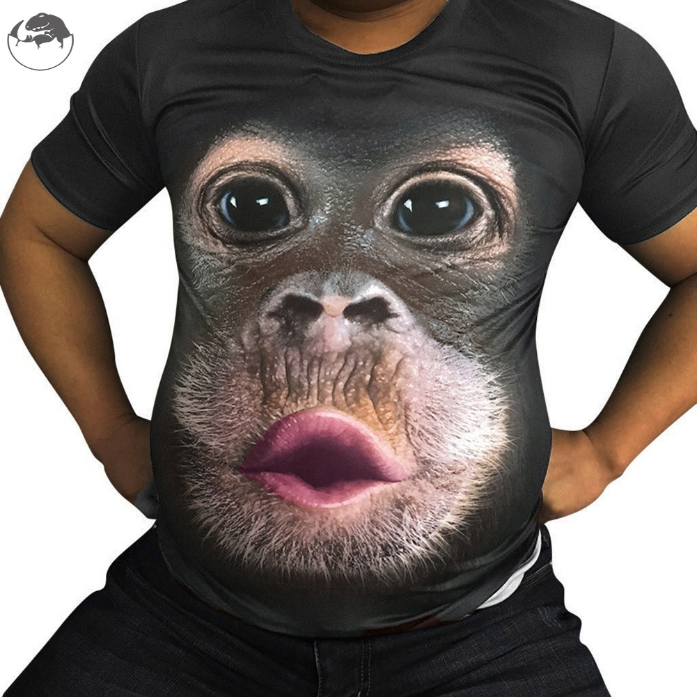 Áo nam ngắn tay cổ tròn in hình khỉ Gorilla 3D