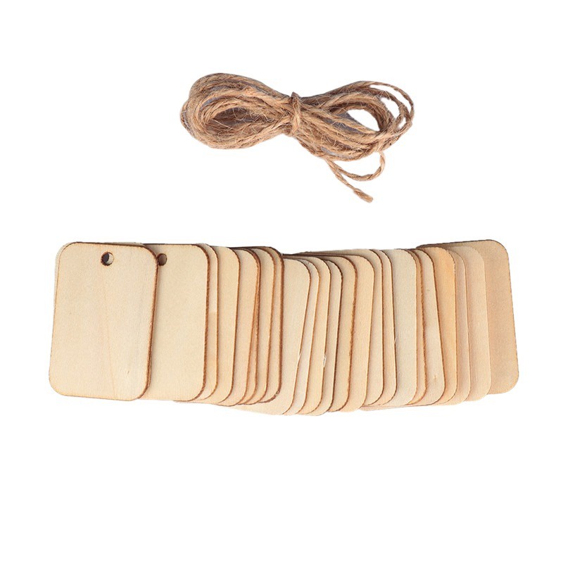 ĐỒ HANDMADE DIY Bộ Miếng Gỗ Chữ Nhật Tự Nhiên Dùng Làm Đồ Thủ Công - Kích Thước 5,2x3,4cm