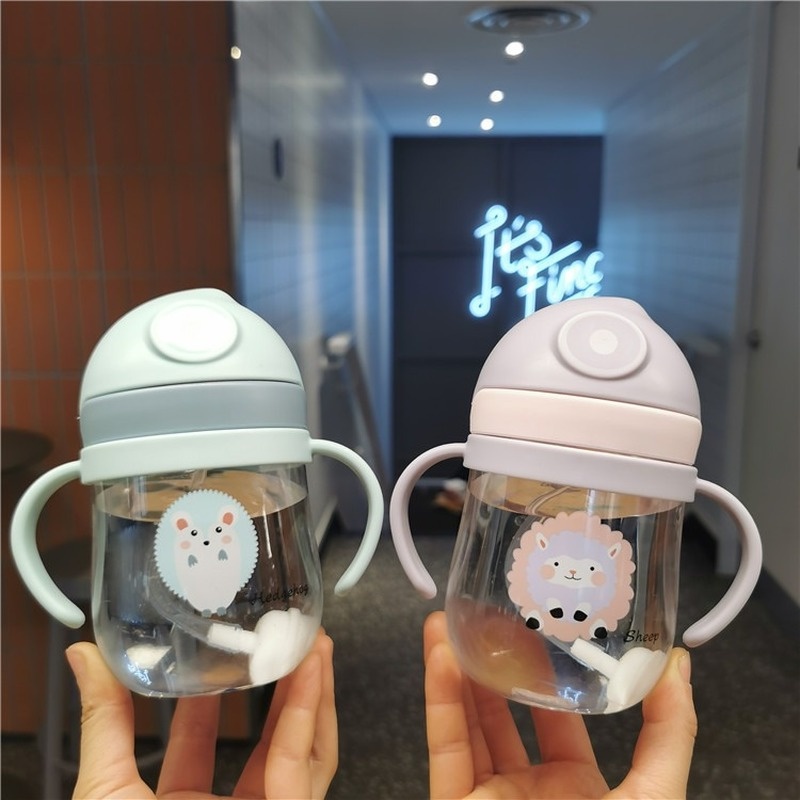 Bình Nước Có Tay Cầm Và Ống Hút Hình Giọt Nước Chống Rơi Chống Sặc MY0178 Cho Bé Sơ Sinh