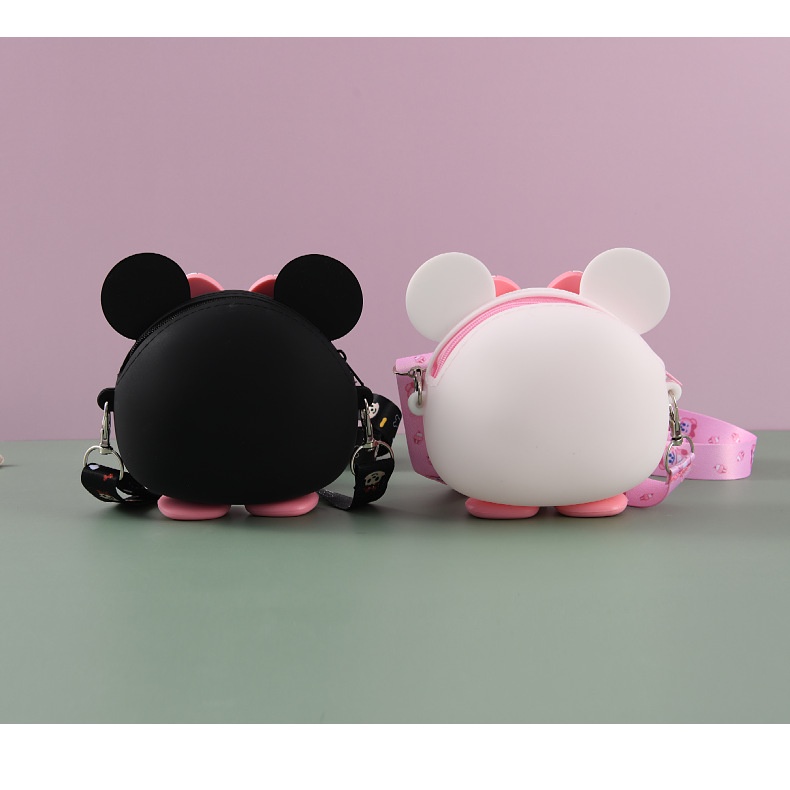 Túi Đeo Chéo Vai Bằng Silicon Hình Mickey Minnie Dành Cho Bé Gái
