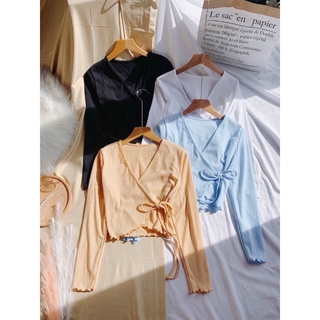 Áo Croptop - Áo Thun Croptop Basic Kimono Thun Gân
