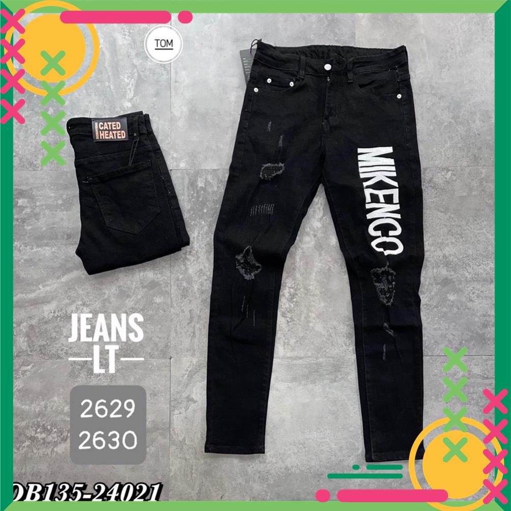 Quần Jean Nam Mikenco Thêu Chữ - Quần Bò Mikenco Nam Rách chất liệu cotton thô 100% ....! MSP41312