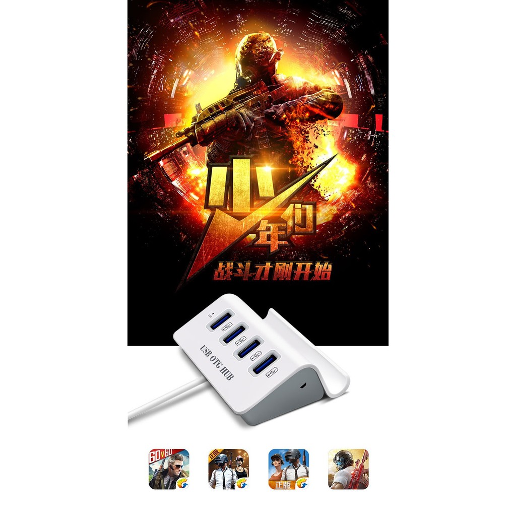 Bộ chia 4 Cổng USB OTG HUB - THIẾT BỊ KẾT NỐI ĐIỆN THOẠI VỚI BÀN PHÍM VÀ CHUỘT CHƠI GAME MOBILE, giúp chơi game dễ hơn