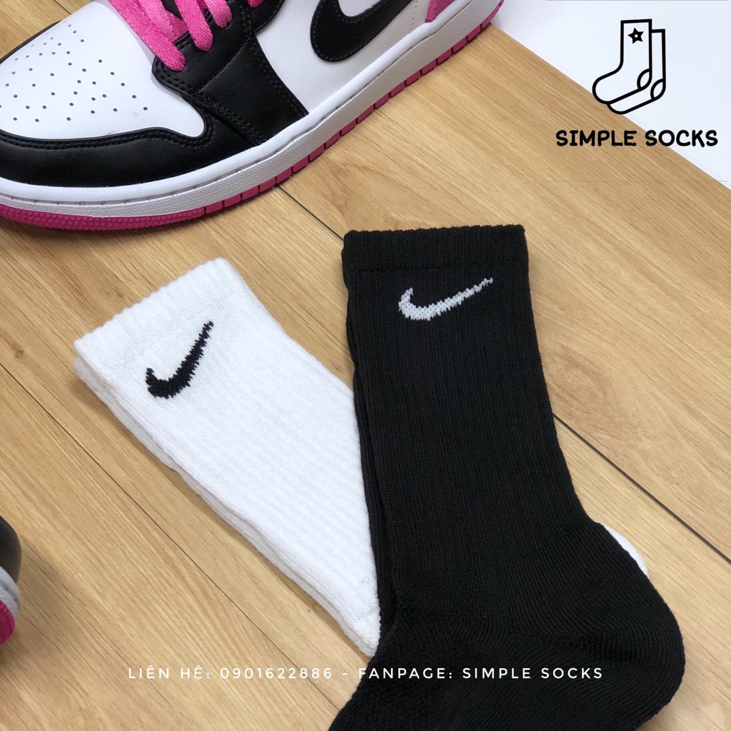 Tất Nike Cao Cấp FREESHIP Vớ Nam Nữ Unisex Chính Hãng- Tất Cao Cấp Nike Cổ Cao Dày Dặn Chống Hôi Chân - Đen Trắng