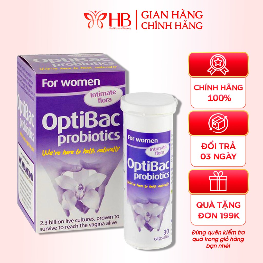 Men vi sinh Optibac tím cho phụ nữ phòng ngừa phụ khoa vùng kín hàng nội địa Anh