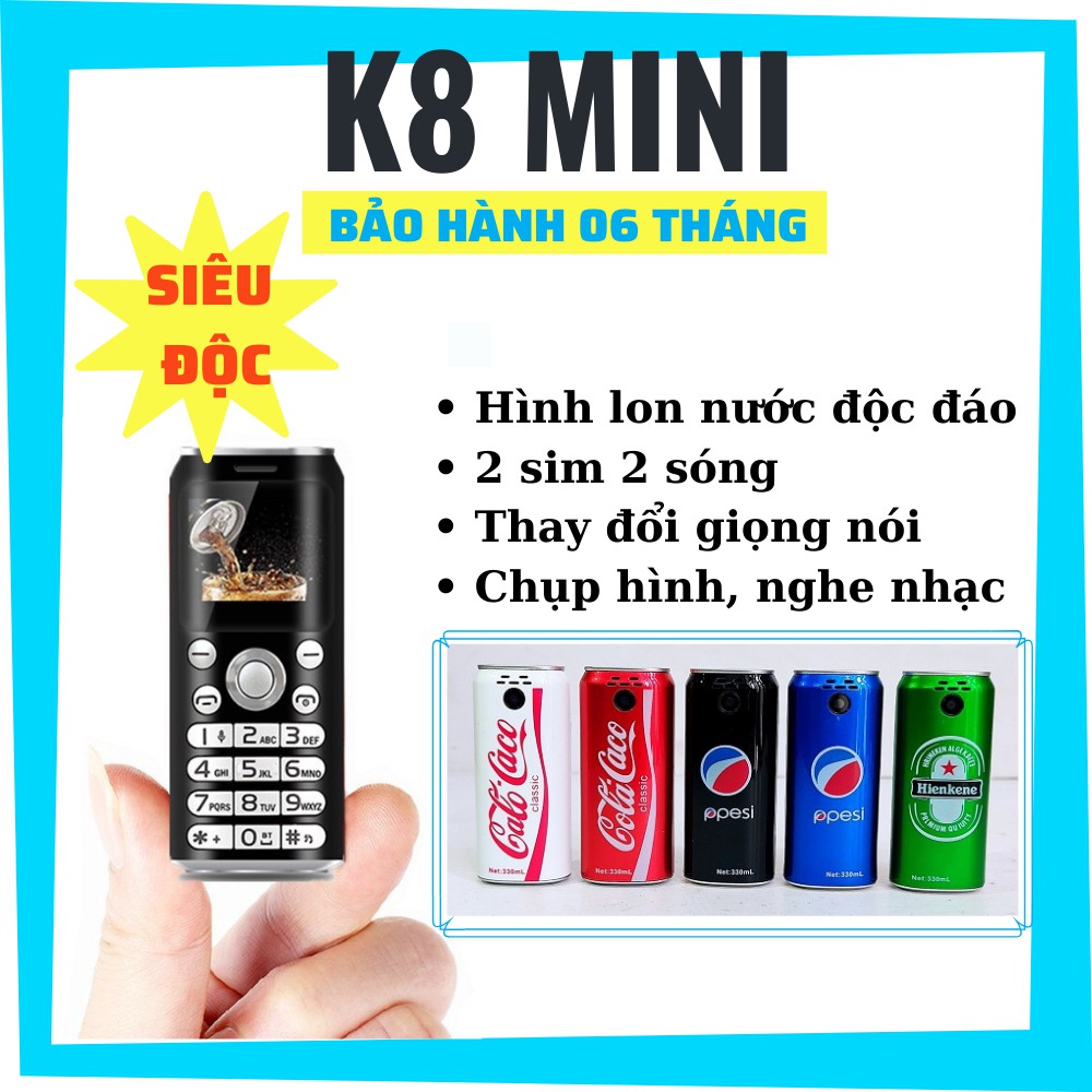 Điện thoại mini siêu nhỏ K8 hình lon nước