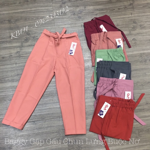 Quần Baggy Gập Gấu Chun Lưng Buộc Dây Nơ - Chất Tuyết Mưa Hàng Đẹp