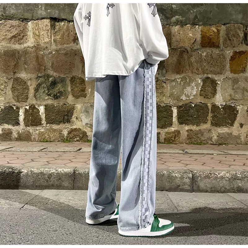 Quần jeans dài ống rộng phong cách Âu Mỹ thời trang cho nam