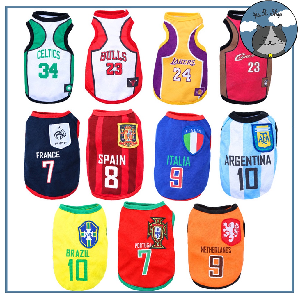 Áo Ba Lỗ In Hình Bóng Đá Các Nước Thiết Kế Xinh Xắn Cho Thú Cưng Áo Mùa Hè Cho Chó Mèo