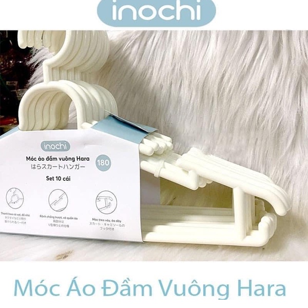 [ Set 10 ] Móc Treo Quần Áo, Móc Treo Quần Áo Người Lớn Cao Cấp INOCHi,Móc Quần Áo Hara 180