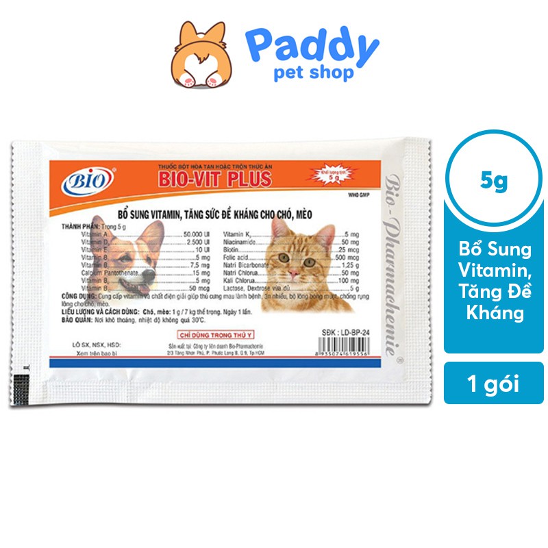 Bột Bổ Sung Vitamin Tăng Đề Kháng Cho Chó Mèo Bio Vit Plus 5g