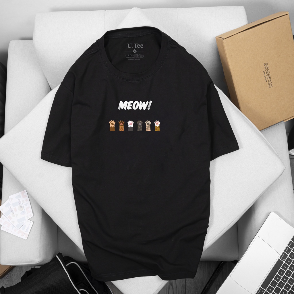 Áo Thun Cổ Tròn MEOW MEOW Chất Cotton 100% Form Rộng Hình In Chuẩn Với Công Nghệ Hiện Đại Nhất Nhật Bản