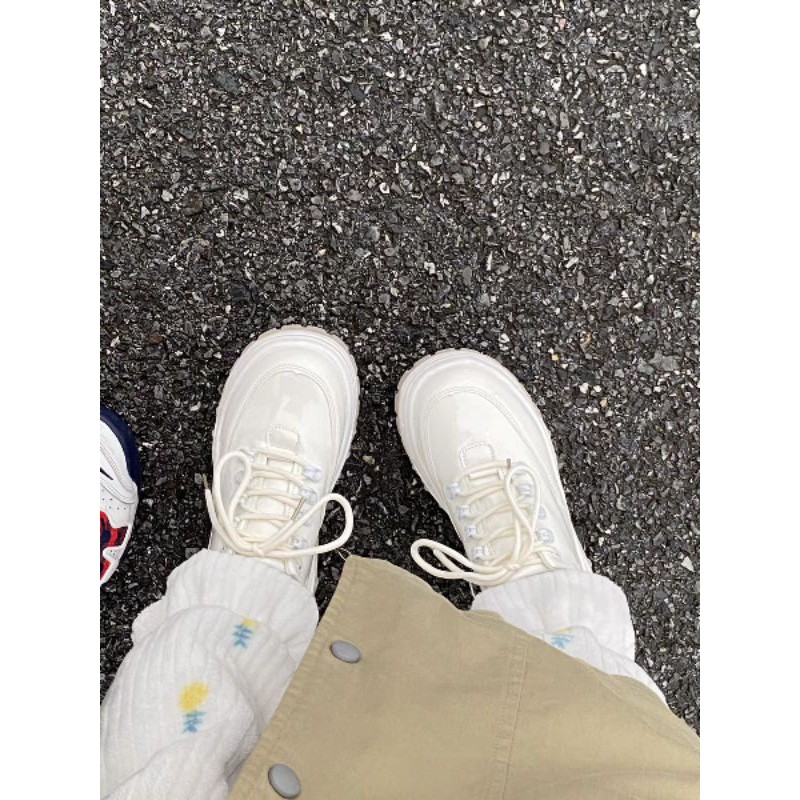 (HÀNG CÓ SẴN - ẢNH THẬT FEEDBACK) STRAP PLATFORM OXFORD SHOES - GIÀY OXFORD TRẮNG DA BÓNG | BigBuy360 - bigbuy360.vn