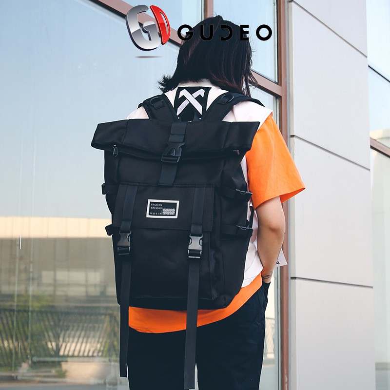 Balo Đi Học Backpack Đen Giá Rẻ Cao Cấp Ulzzang Đựng Laptop Nhiều Ngăn  - GUDEO