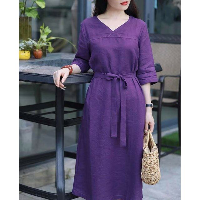 Vải Linen bột tím Huế 2020