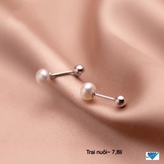 Bông tai nụ bi trai thẳng bạc italy 925