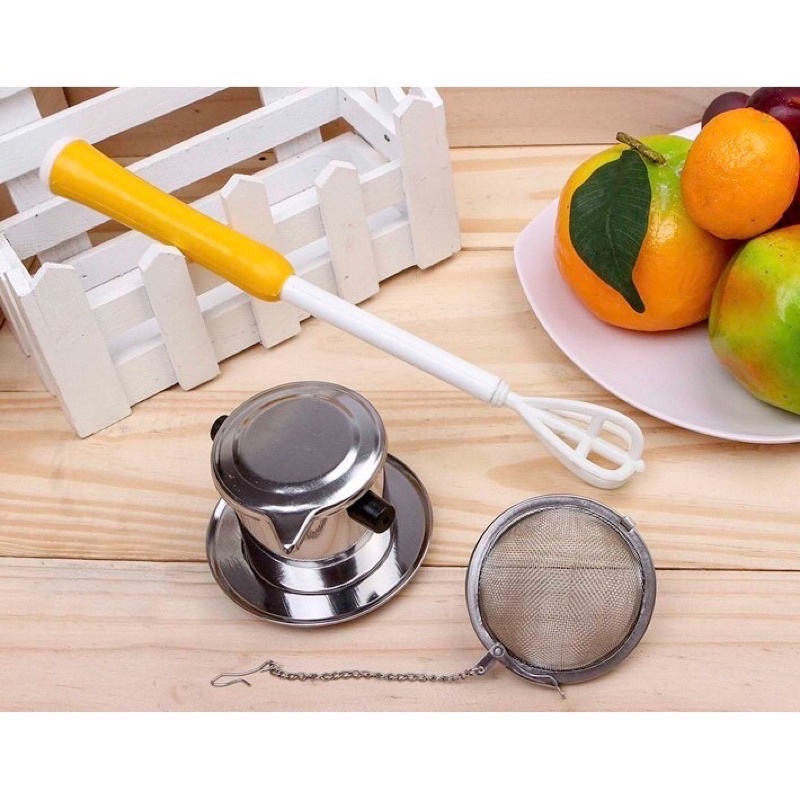 Cây đánh tạo bọt cà phê - đánh trứng bằng tay cán nhựa có lò xo