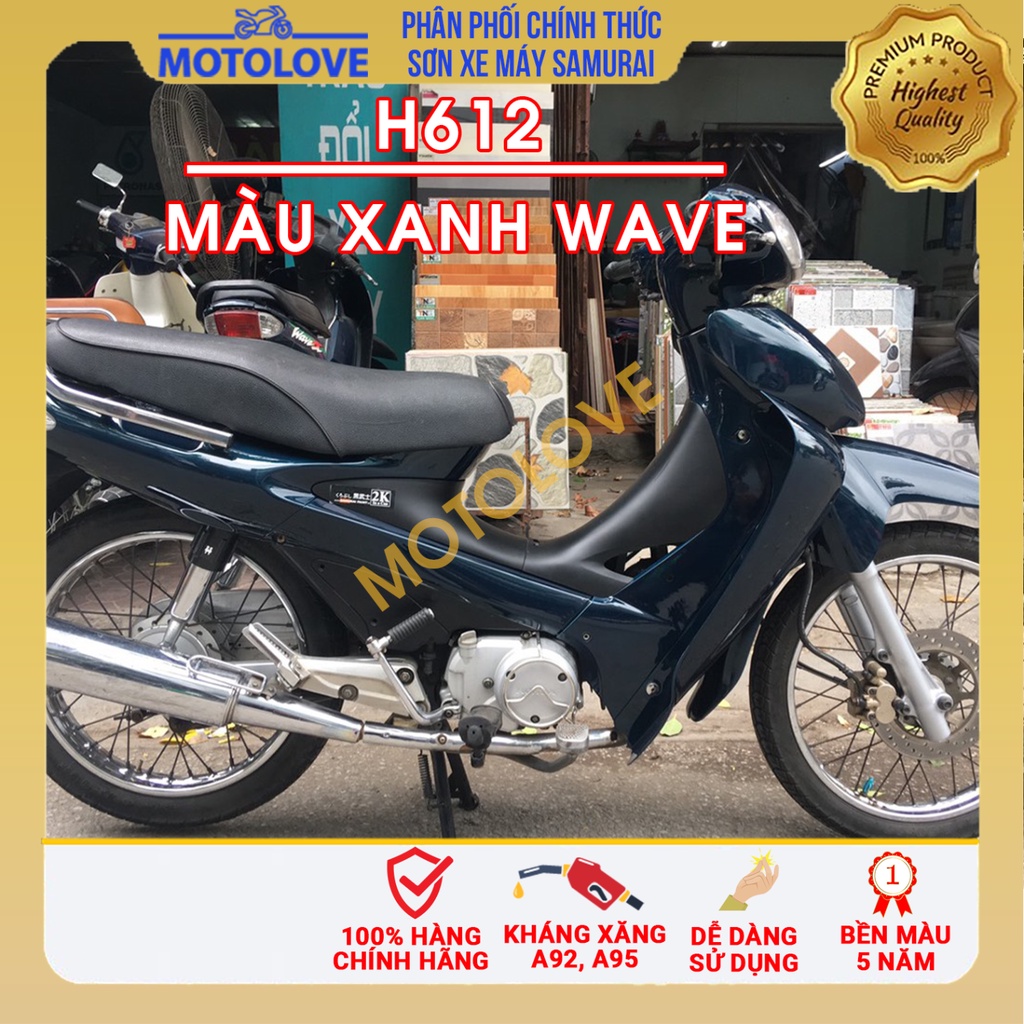 Sơn Samurai màu xanh wave H612 - chai sơn xịt chuyên dụng nhập khẩu từ Malaysia.