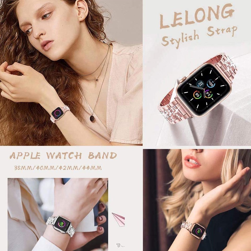Dây đeo thép không gỉ sang trọng thích hợp cho đồng hồ Apple Watch 6 SE 40Mm 44Mm 38Mm 42Mm Series 5 4 3 2