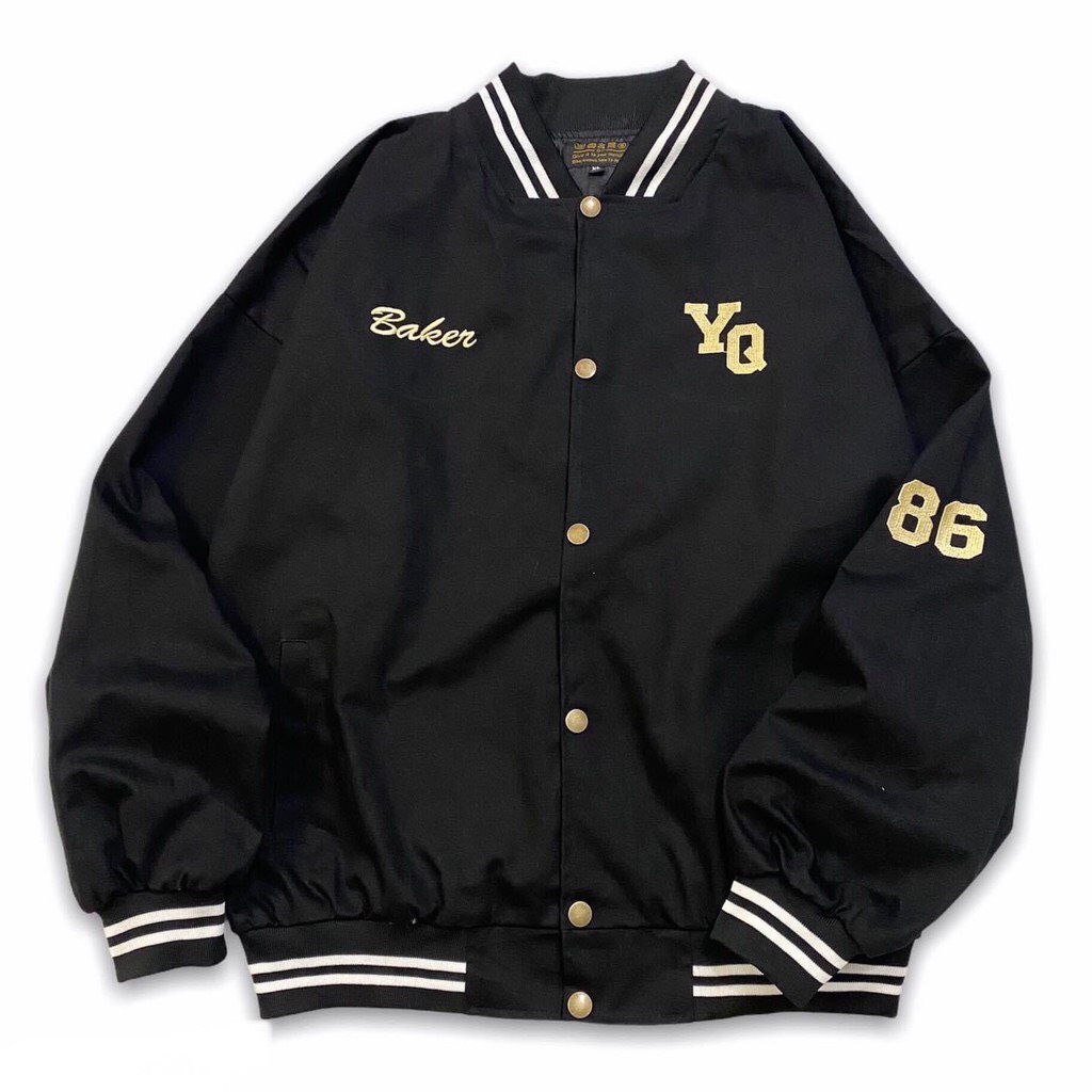 Áo Bomber Nam Nữ Unisex - Áo Khoác Bóng Chày Ulzzang Thêu YQ - 2 lớp dày dặn - Chất Kaki Cúc Bấm - Trẻ Trung Năng Động