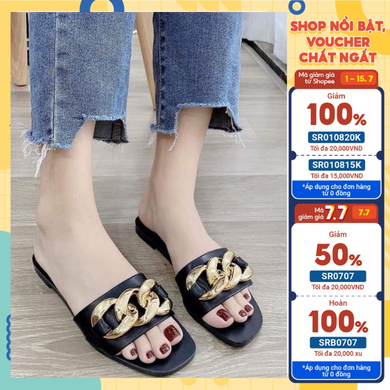 Dép big size, cỡ lớn 40 41 42 43 44, dép ngoại cỡ bigsize - dép đai xích vàng 3 mắt